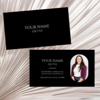 Minimalist Picture Photo Professional Modern Black Business Card