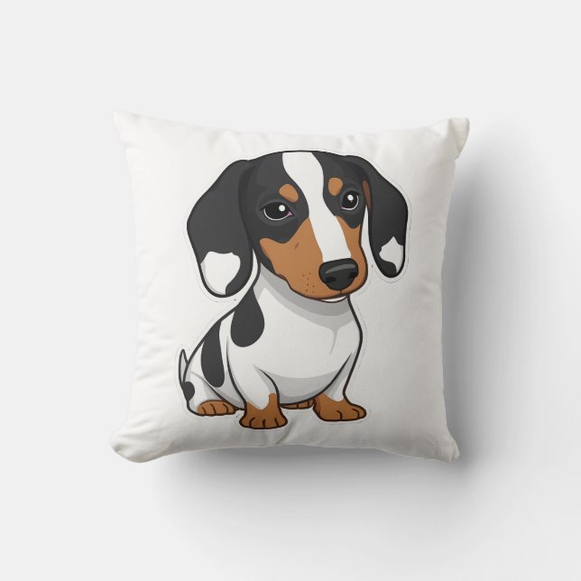 Minimalist Piebald Dachshund Art  Throw Pillow (Front)