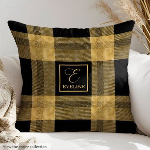 Minimalist Pillow Luxe Black Gold Monogram Gift