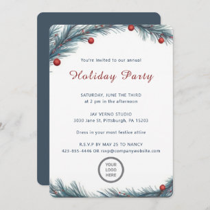 Minimalist Pine Bough Annual Company Holiday Party Invitation