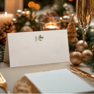 Minimalist Pine Branch Winter Wedding Place Card