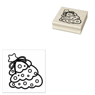 Minimalist Pine Christmas Tree Outline Rubber Stamp