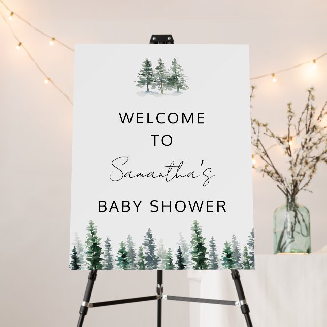 Minimalist Pine Tree Baby Shower Foam Boards (In Situ (Stand))