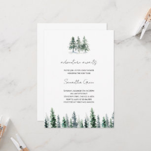 Minimalist Pine Tree Baby Shower Invitation