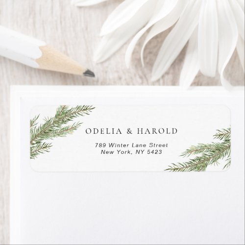 Minimalist Pine Tree Branch Wedding Return Address Label