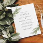 Minimalist Pine Tree Branch Winter Wedding Invitation<br><div class="desc">Minimalist & elegant wedding invitation with watercolor pine tree branch design.</div>