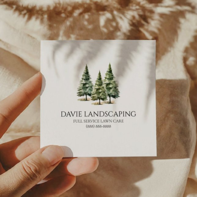 Minimalist Pine Tree Forest Custom Square Business Card (Creator Uploaded)