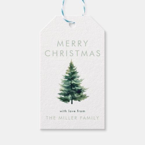 Minimalist Pine Tree Green Christmas Holiday Gift Tags