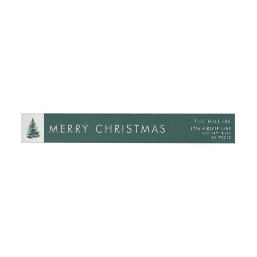 Minimalist Pine Tree Green Christmas Holiday Wrap Around Label