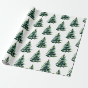 Minimalist Pine Tree Green Christmas Holiday Wrapping Paper