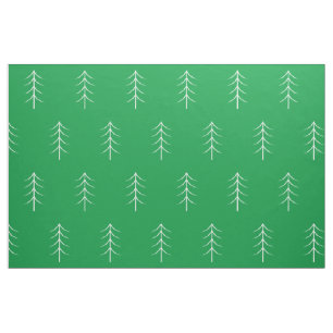 Minimalist Pine Tree Green Holiday Fabric