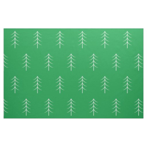 Minimalist Pine Tree Green Holiday Fabric