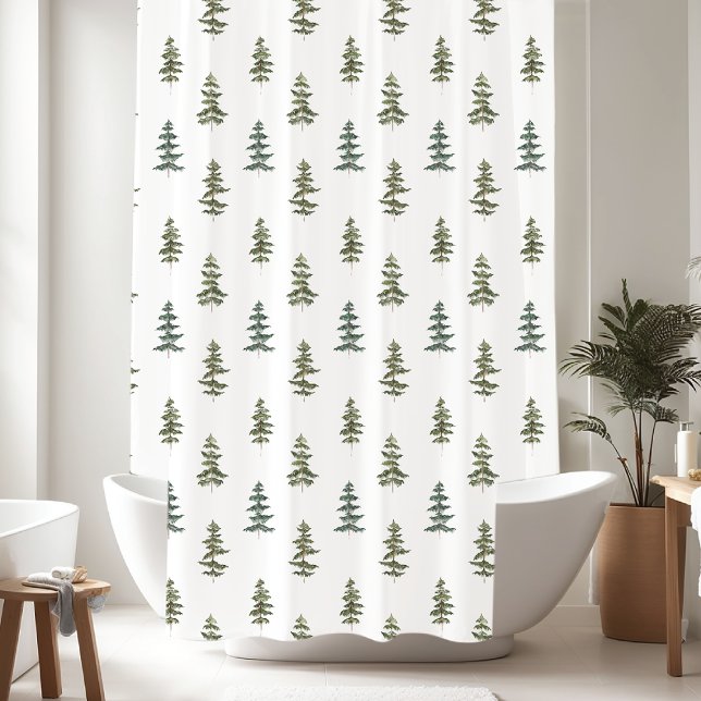 Minimalist  Pine Tree Pattern Shower Curtain (Creator Uploaded)