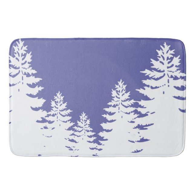 Minimalist pine tree silhouette bath mat (Front)