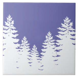 Minimalist pine tree silhouette ceramic tile