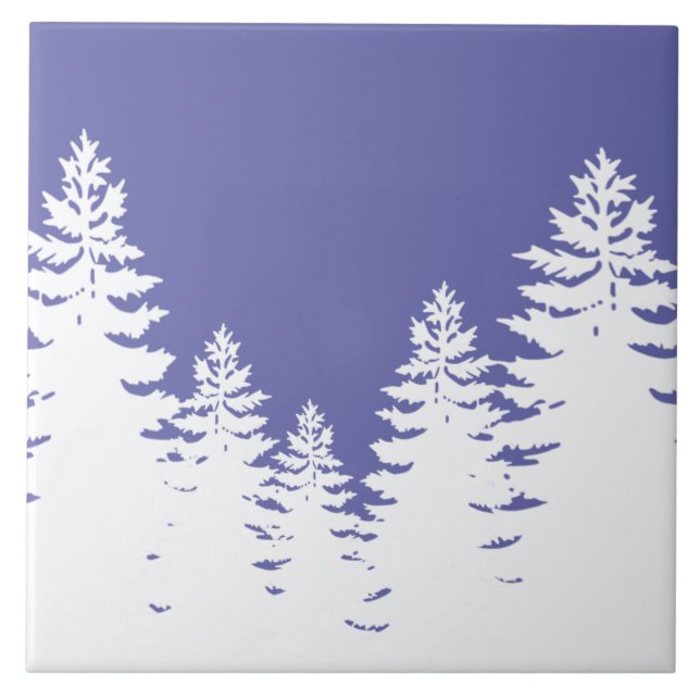 Minimalist pine tree silhouette ceramic tile (Front)