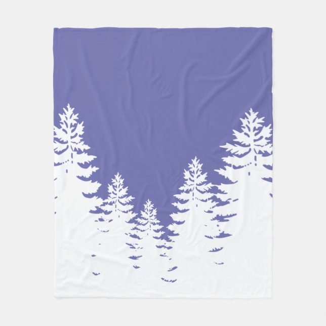 Minimalist pine tree silhouette fleece blanket (Front)