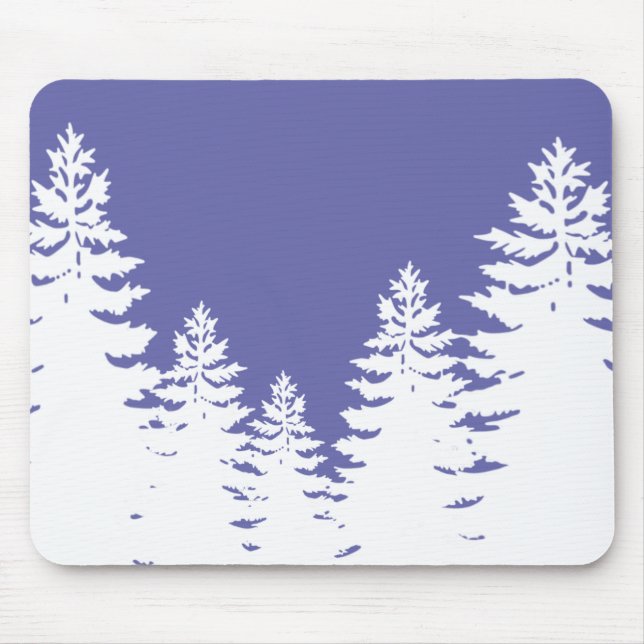 Minimalist pine tree silhouette mouse pad (Front)