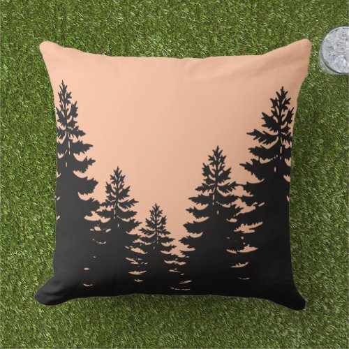Minimalist pine tree silhouette   outdoor pillow