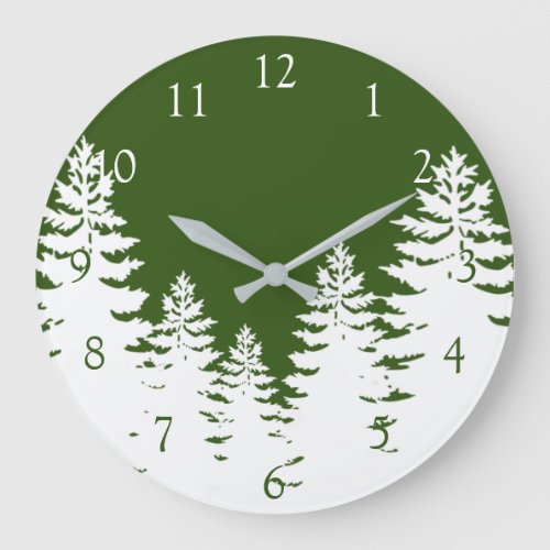 Minimalist pine tree silhouette personalize  large clock