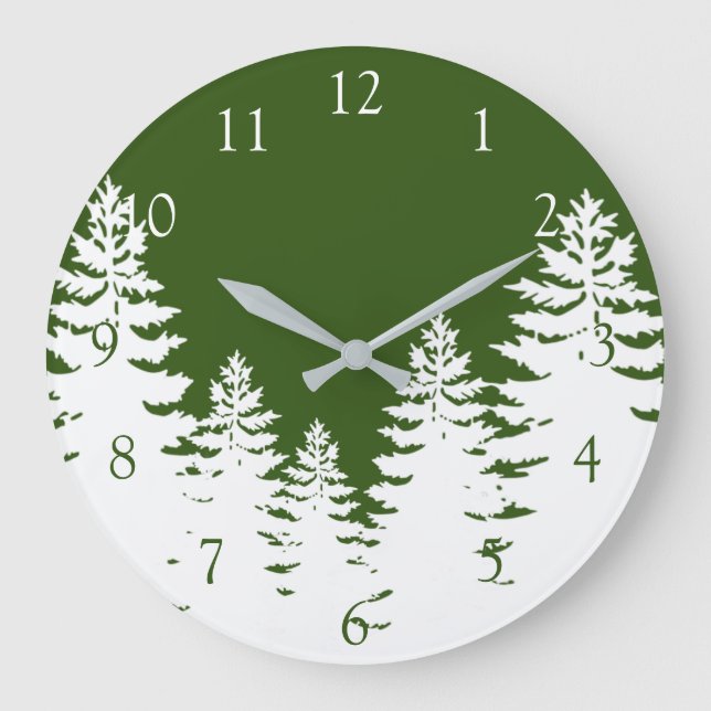 Minimalist pine tree silhouette personalize  large clock (Front)