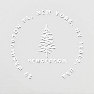 Minimalist Pine Tree Simple Round Return Address Embosser