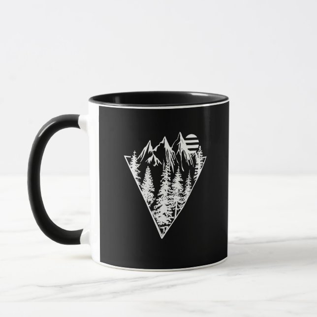 Minimalist pine trees forest scene mug (Left)