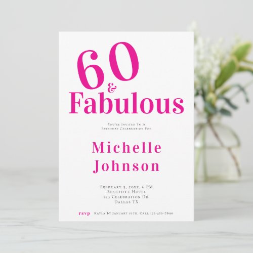 Minimalist Pink 60 & Fabulous 60th Birthday Party