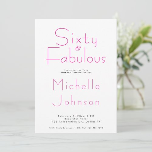 Minimalist Pink 60 & Fabulous 60th Birthday Party