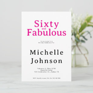 Minimalist Pink 60 & Fabulous 60th Birthday Party Invitation