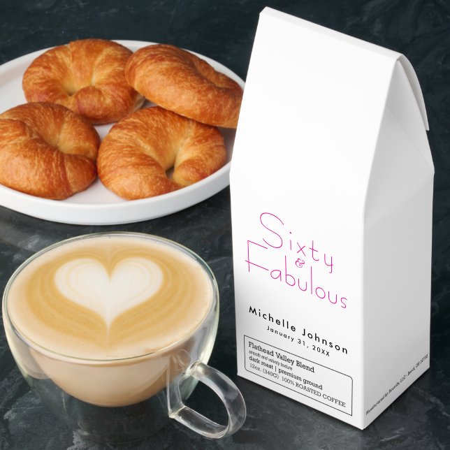 Minimalist Pink 60 & Fabulous 60th Birthday Party Roasted Coffee (Breakfast)