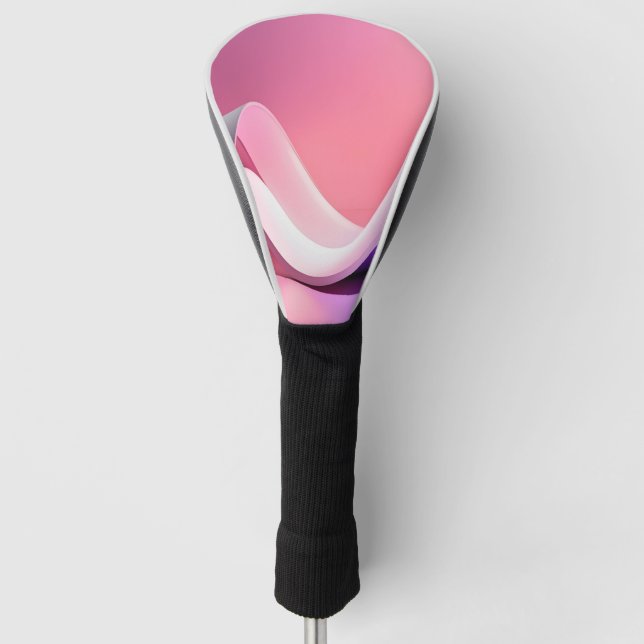 Minimalist Pink Abstract Fluid Wave Golf Head Cover (Front)