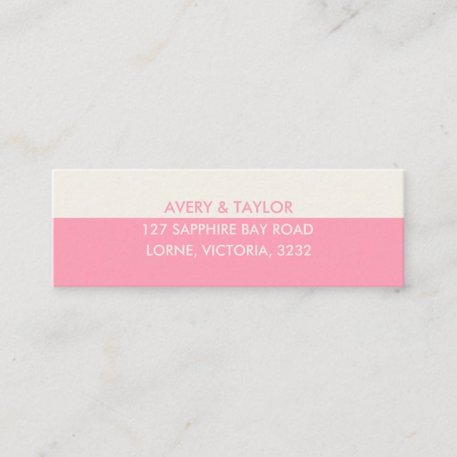 Minimalist Pink and Cream Custom Address Card (Front)