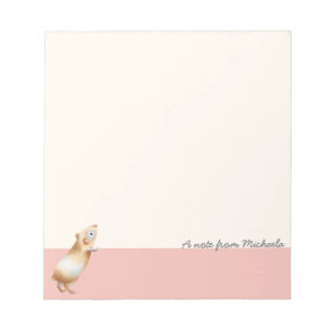Minimalist Pink and Cream Hamster Personalized Notepad