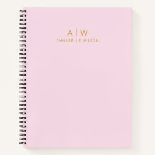 Minimalist Pink and Gold Modern Monogram Notebook
