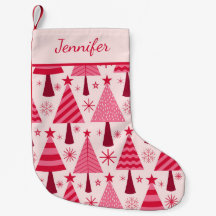Minimalist  Pink and Red Christmas Trees Custom