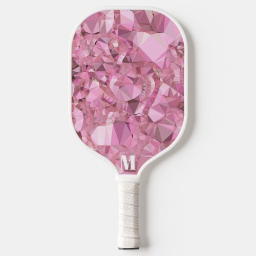 Minimalist Pink and White Diamond Modern Monogram  Pickleball Paddle