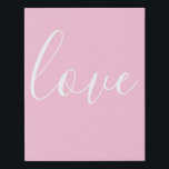 Minimalist Pink And White Love Faux Canvas Print<br><div class="desc">Minimalist pink and white love typography.</div>