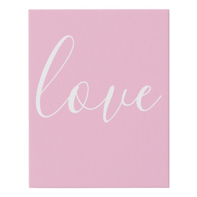 Minimalist Pink And White Love Faux Canvas Print (Front)