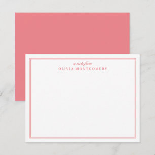 Minimalist Pink and White Name Personal Note Card