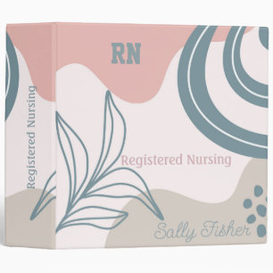 Minimalist Pink Aqua and White 3 Ring Binder