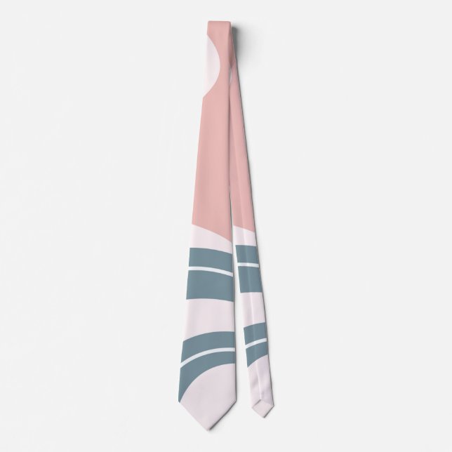 Minimalist Pink Aqua and White  Neck Tie (Front)
