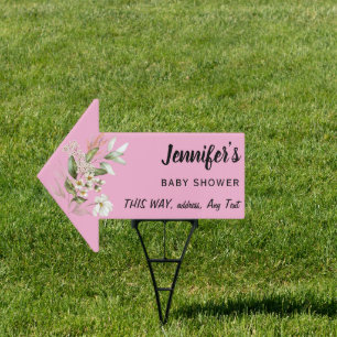 Minimalist Pink Arrow Girl Baby Shower Yard Sign