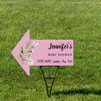 Minimalist Pink Arrow Girl Baby Shower Yard Sign