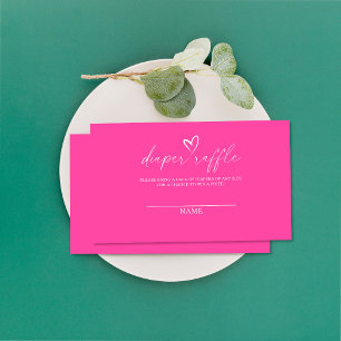 Minimalist pink baby shower diaper raffle ticket enclosure card