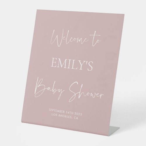 Minimalist Pink Baby Shower Welcome Pedestal Sign