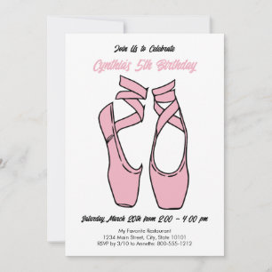 Minimalist Pink Ballet Birthday Party Invitation