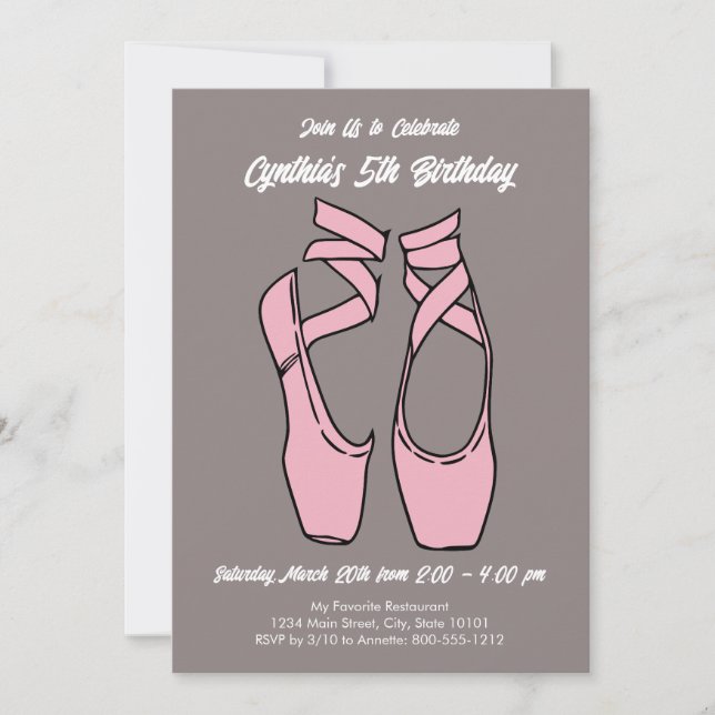Minimalist Pink Ballet Birthday Party Invitation (Front)