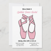 Minimalist Pink Ballet Dance Recital Invitation