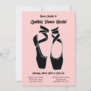 Minimalist Pink Ballet Dance Recital Invitation